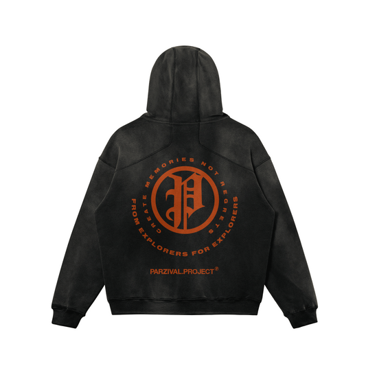 explorer hoodie - orange logo