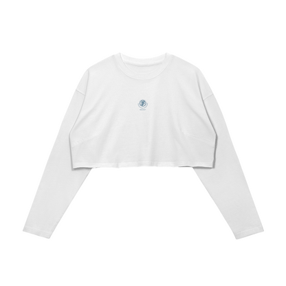 explorer crop top - navy logo